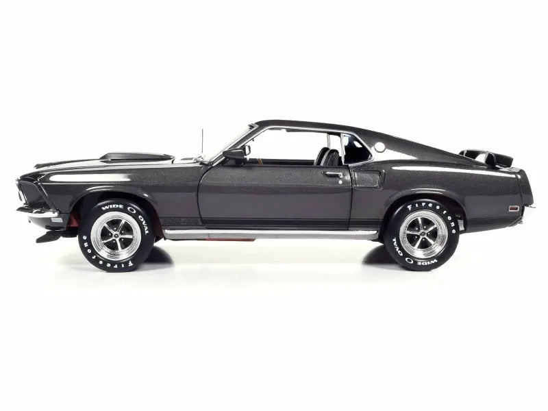 1/18 Auto World 1969 Ford Mustang Dark Grey Metallic with Black Stripes "John Wick" 2014 Movie Diecast Car Model