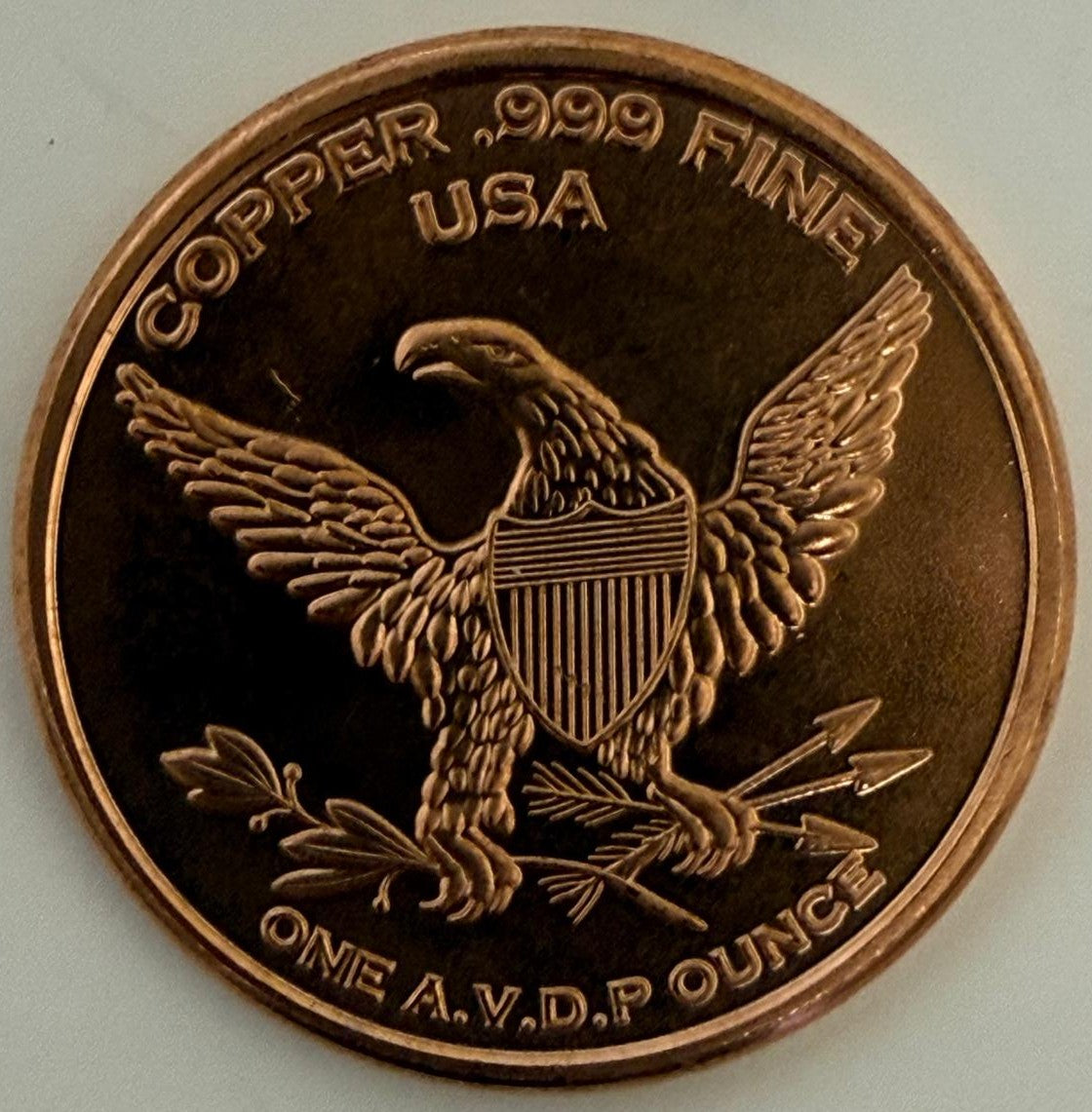 1 oz .999 Fine Copper Bullion Round – American Eagle Design 39mm