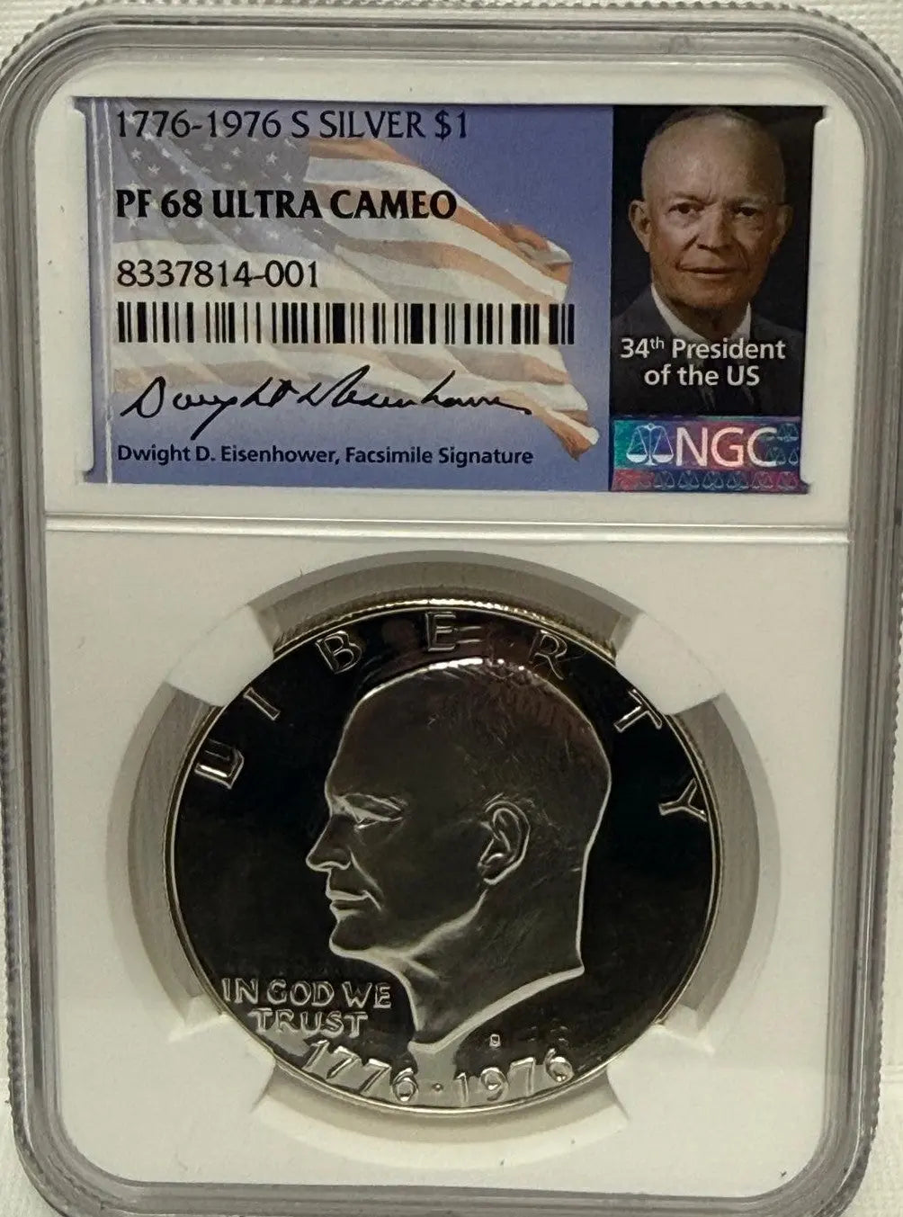 1776-1976 S Silver Bicentennial Ike Dollar PF68 Ultra Cameo – Exceptional Proof Coin Heritage Pastime