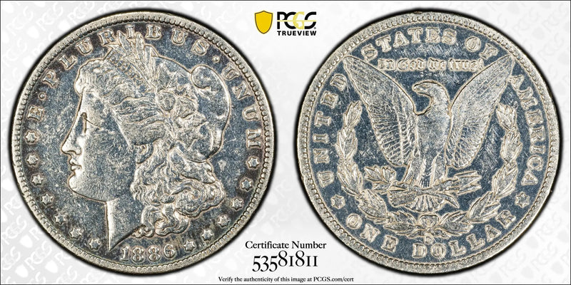 1886-O Morgan Silver Dollar $1 – PCGS Genuine VF Details (Cleaned) | New Orleans Mint Classic Heritage Pastime