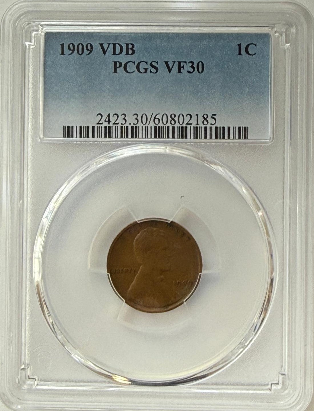 1909 Lincoln Wheat Cent “VDB” PCGS VF30 – Key First-Year Issue