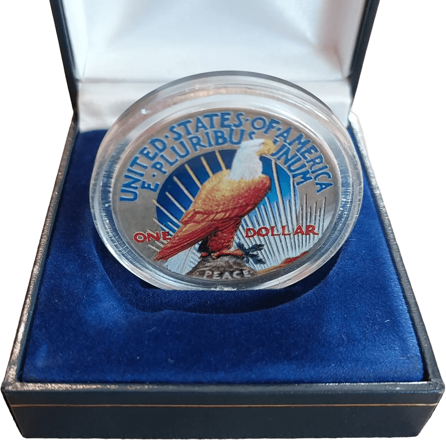 1922 Peace Silver Dollar – Colorized Painted Antique with Airtite & Gift Box Heritage Pastime