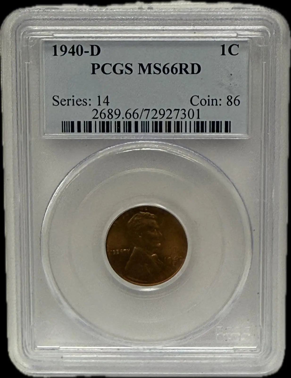 1940-D Lincoln Cent, Series 14 Coin:86, MS66RD – A Rare and Desirable Collector’s TreasureCoin:86 Heritage Pastime