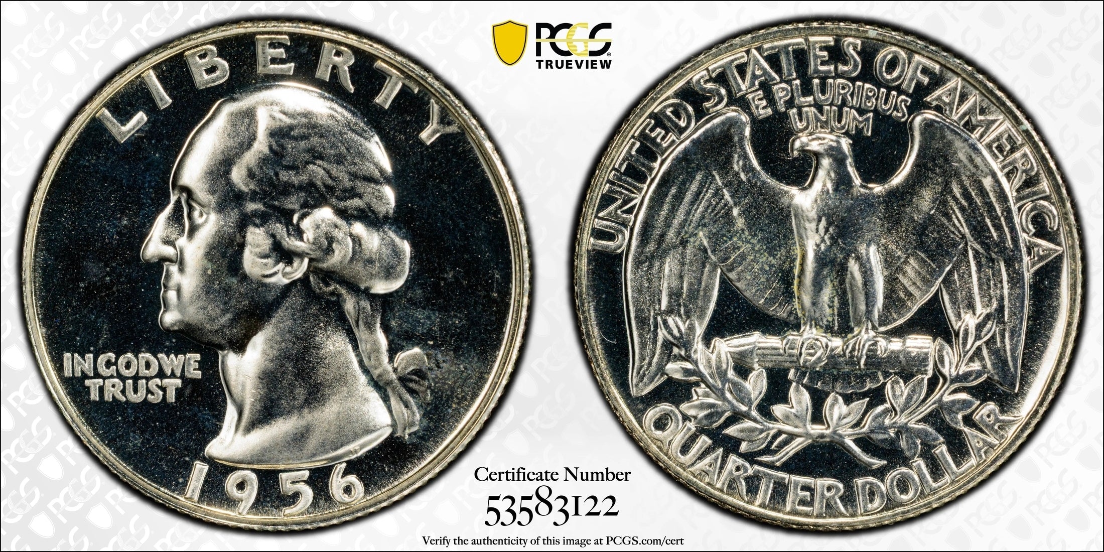 1956 Washington Quarter 25¢ – PCGS PR66 Proof Silver Coin | High-Grade 90% Silver Issue Heritage Pastime