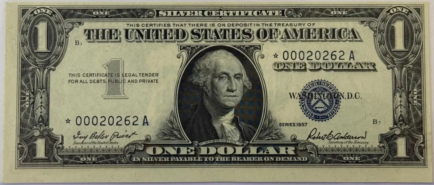 1957 $1 Silver Certificate STAR Note – Blue Seal Replacement Note – U.S. Currency Heritage Pastime