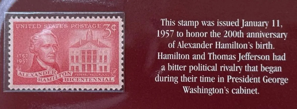 1957 U.S. 3¢ Alexander Hamilton Stamp – Bicentennial Issue (Scott #1086) Heritage Pastime