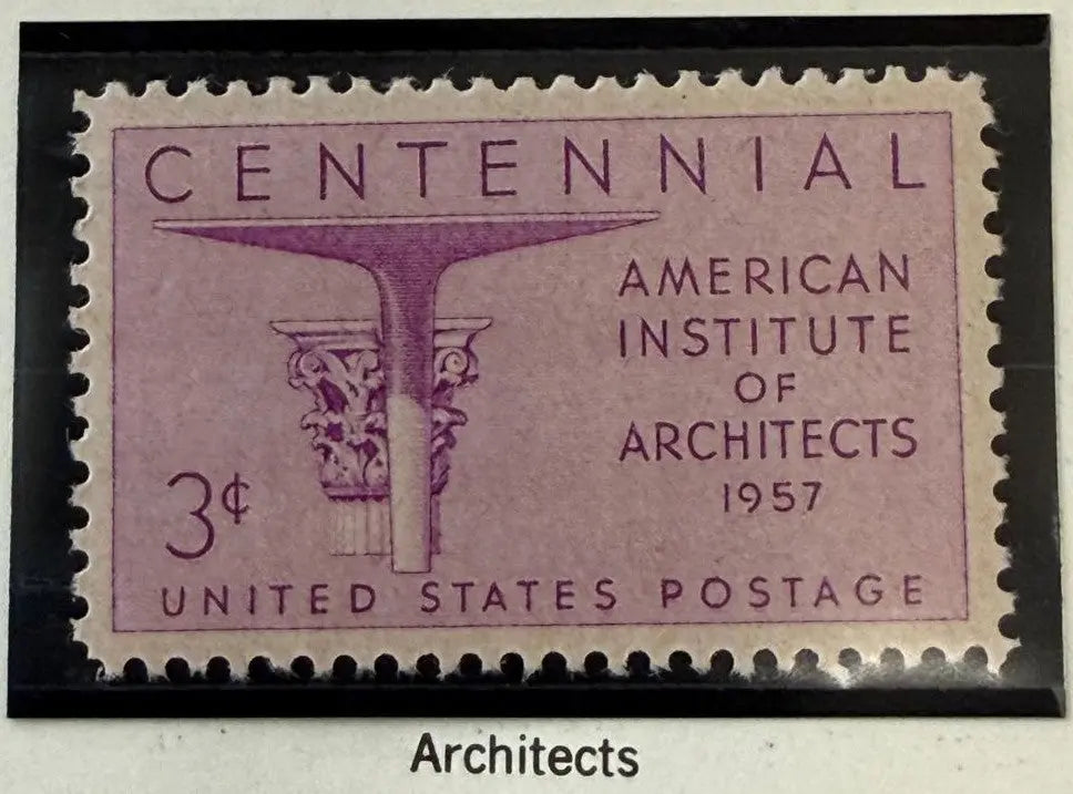 1957 U.S. 3¢ American Institute of Architects Centennial Stamp – Historic Architecture Commemorative Heritage Pastime