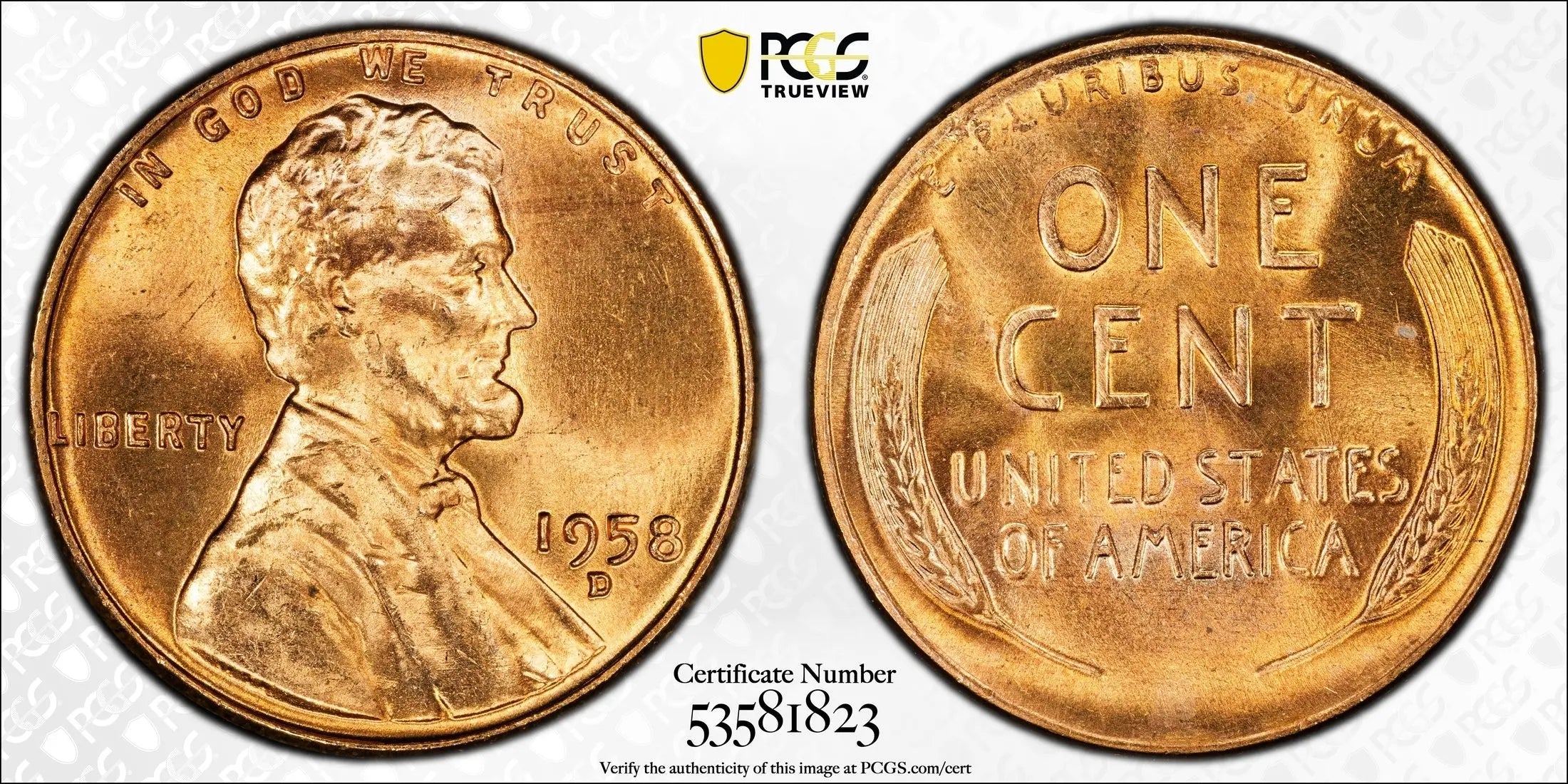 1958-D Lincoln Wheat Cent 1C – PCGS MS64RD | Brilliant Red Final Wheat Issue Heritage Pastime