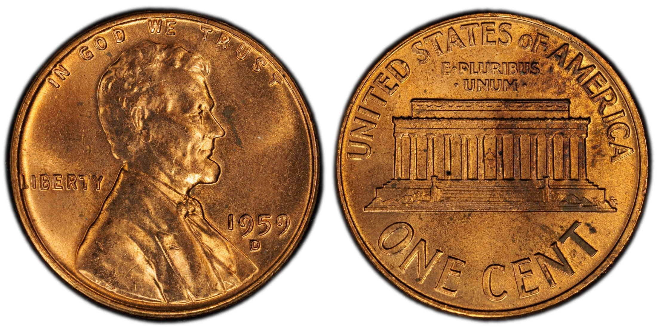1959-D Lincoln Memorial Cent – PCGS MS64RD | First-Year Memorial Reverse | Near-Gem Red Copper Coin Heritage Pastime
