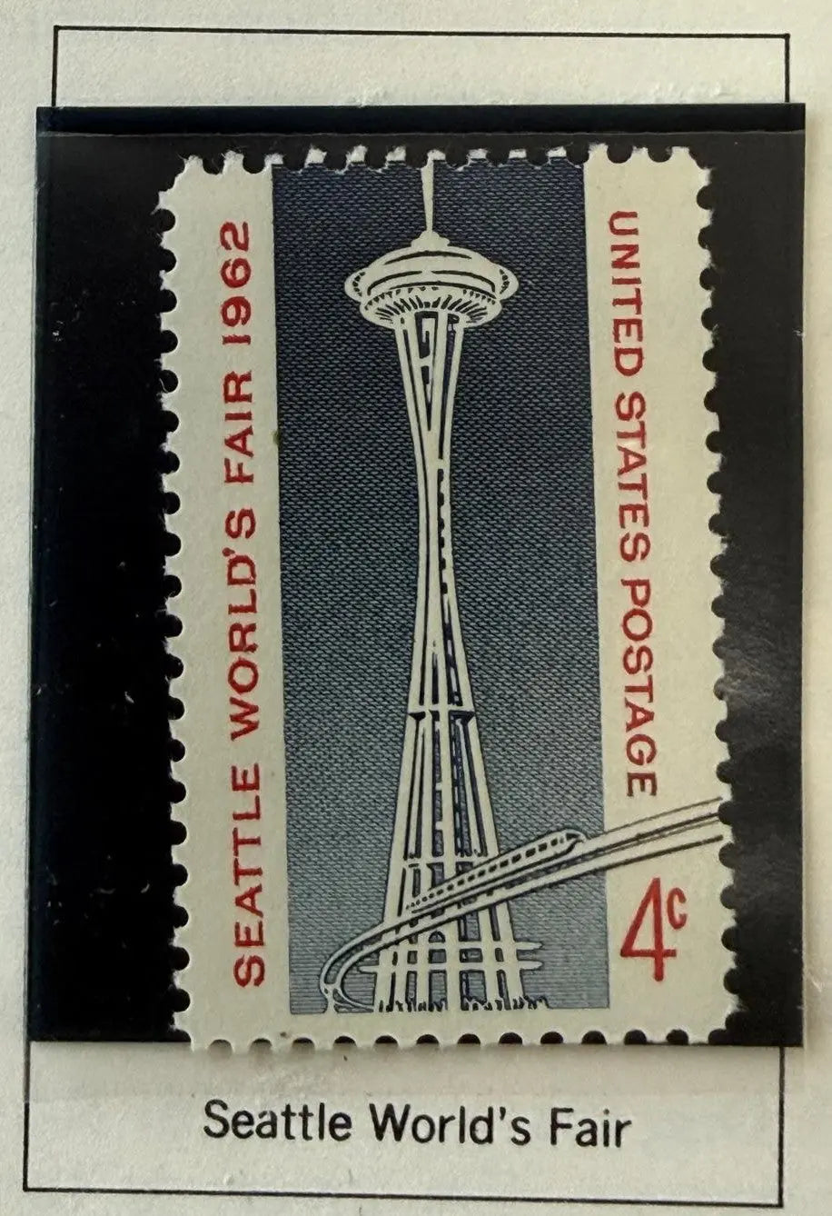 1962 United States 4¢ Seattle World’s Fair Commemorative Stamp – Scott #1196 | Space Age Exposition Issue Heritage Pastime