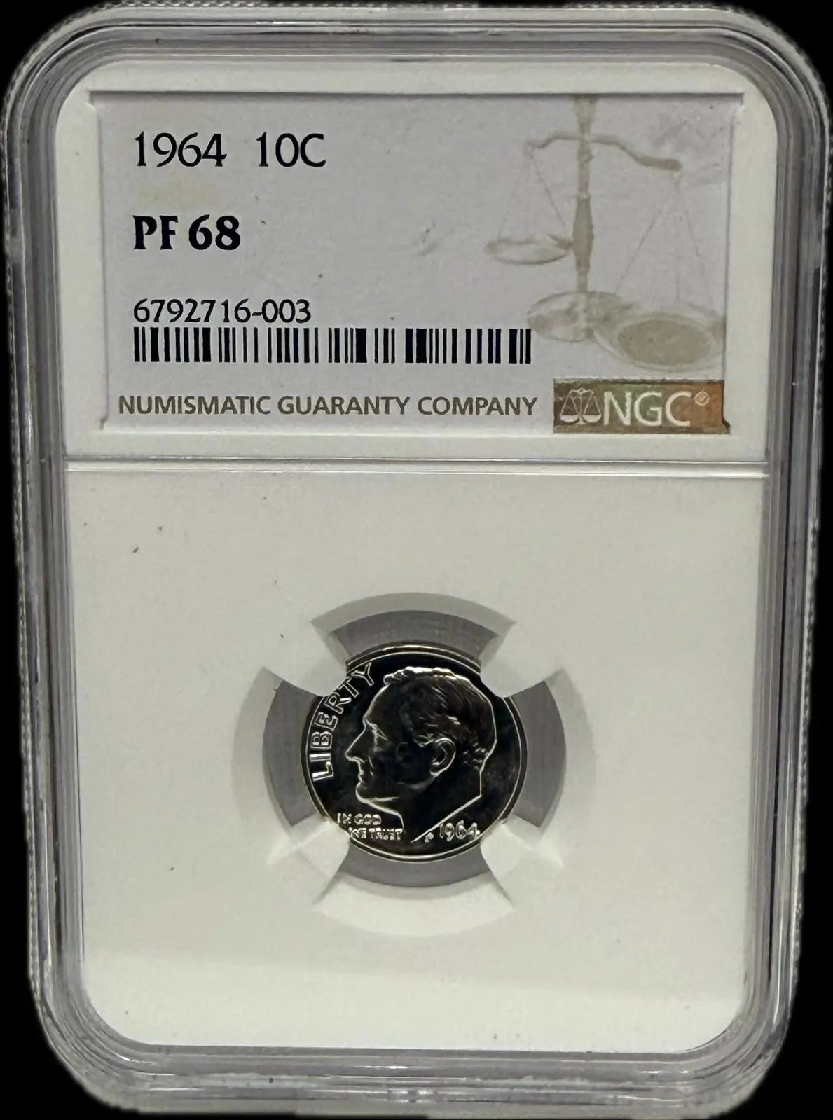 1964 Roosevelt Dime 10C – PF68 Proof | Near-Perfect 90% Silver Gem Heritage Pastime