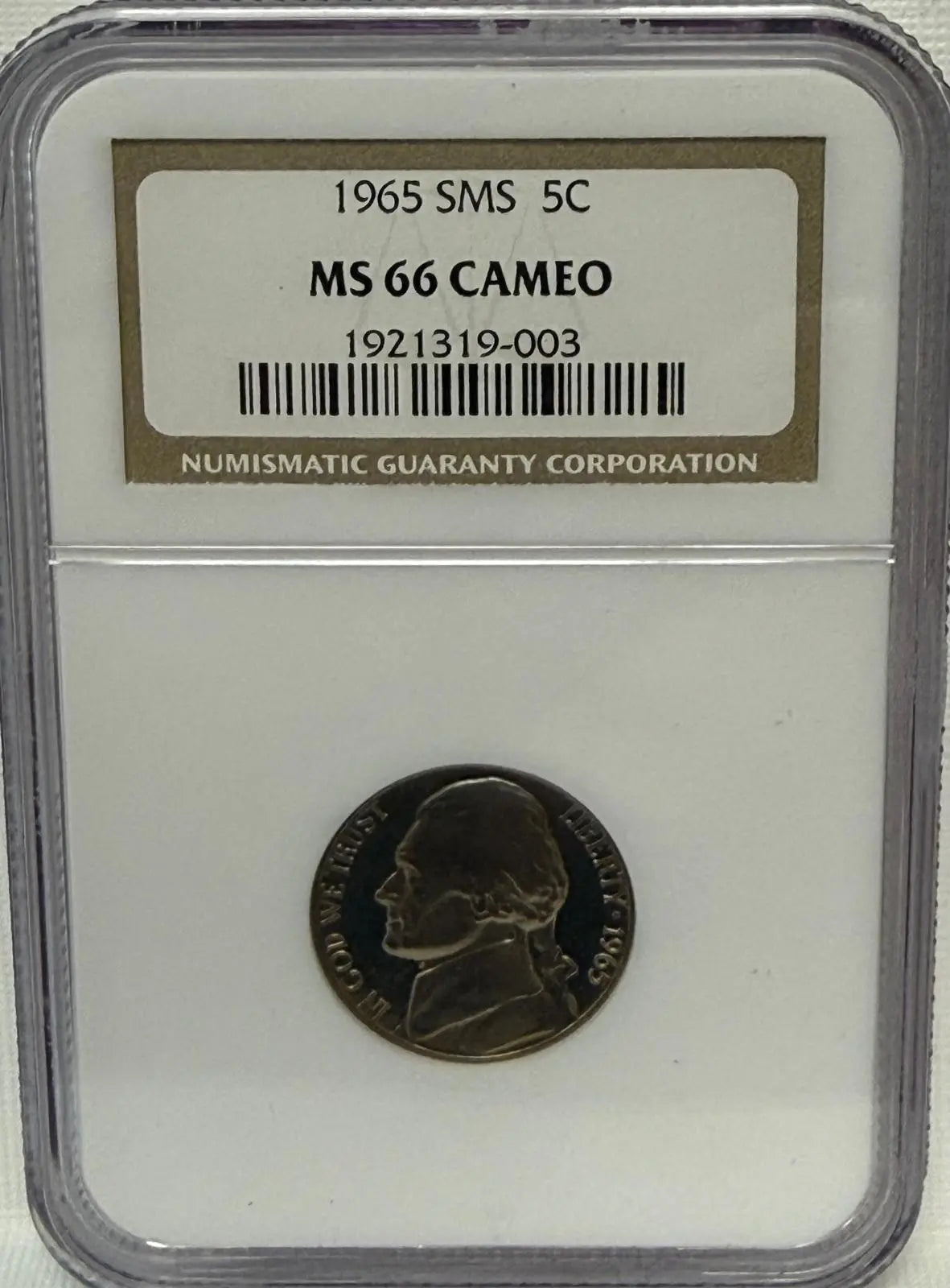 1965 Jefferson 5C SMS, MS66CAMEO – A Stunning Semi-Modern Gem Heritage Pastime