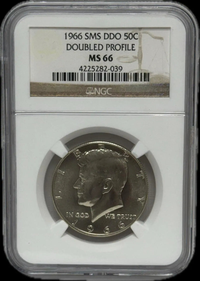 1966 SMS DDO 50C Doubled Profile Half Dollar MS66 – Rare Error Coin in High Grade Heritage Pastime