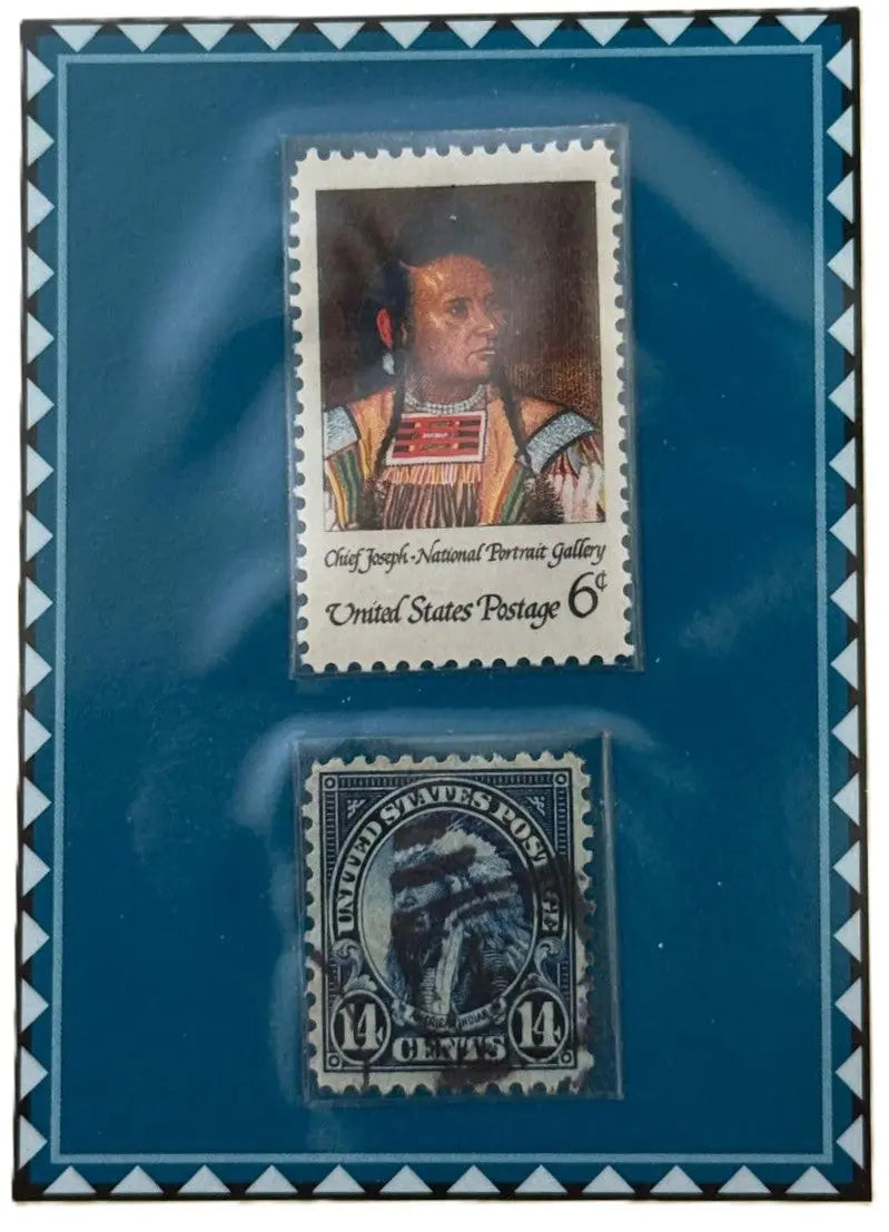 1968 Chief Joseph Stamp Display – 6¢ & 14¢ Native American U.S. Stamps | Historical Collectible Set Heritage Pastime