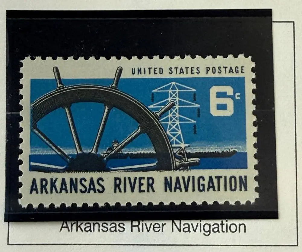 1968 United States 6¢ Arkansas River Navigation Project Commemorative Stamp – Scott #1357 | Historic Infrastructure Issue Heritage Pastime