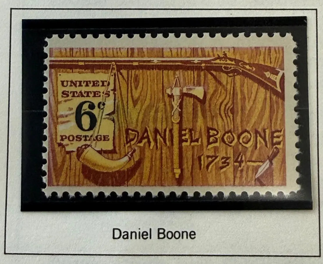 1968 United States 6¢ Daniel Boone Commemorative Postage Stamp – Scott #1358 | American Pioneer Tribute Heritage Pastime