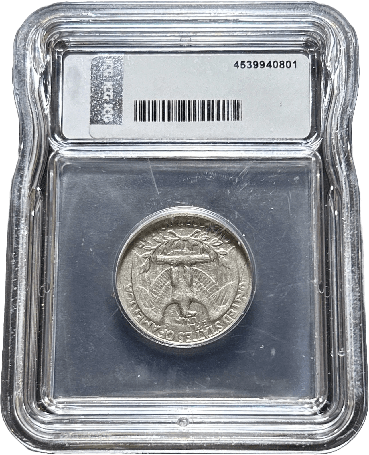 1970-D Washington Quarter reverse on dime stock mint error slab