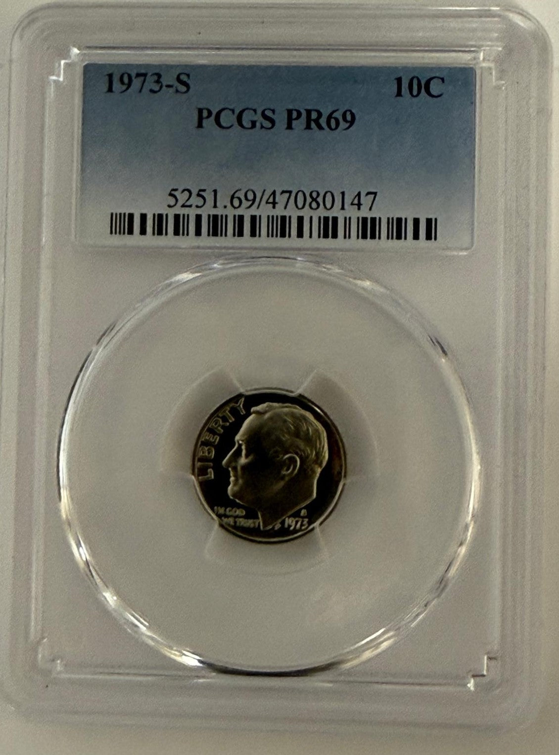 1973-S Roosevelt Dime PCGS PR69 – High-Grade Proof Coin from San Francisco Mint