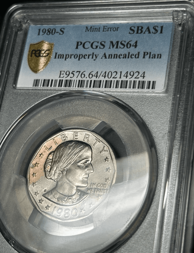 PCGS certified 1980-S SBA dollar improper annealed mint error