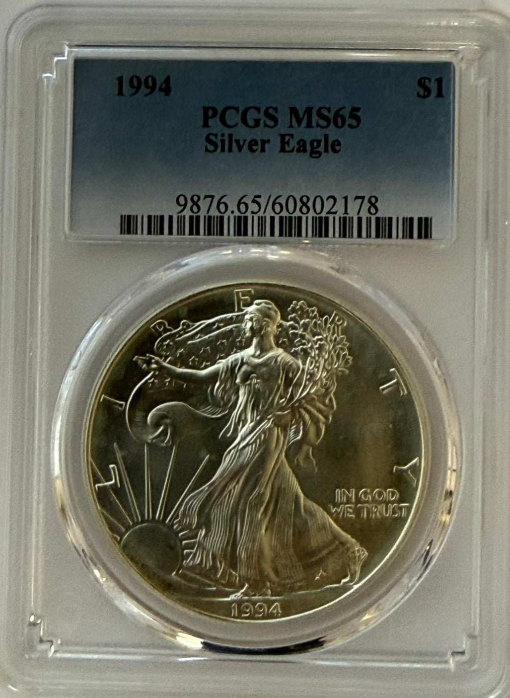 1994 American Silver Eagle $1 PCGS MS65 – Gem Uncirculated Bullion Classic