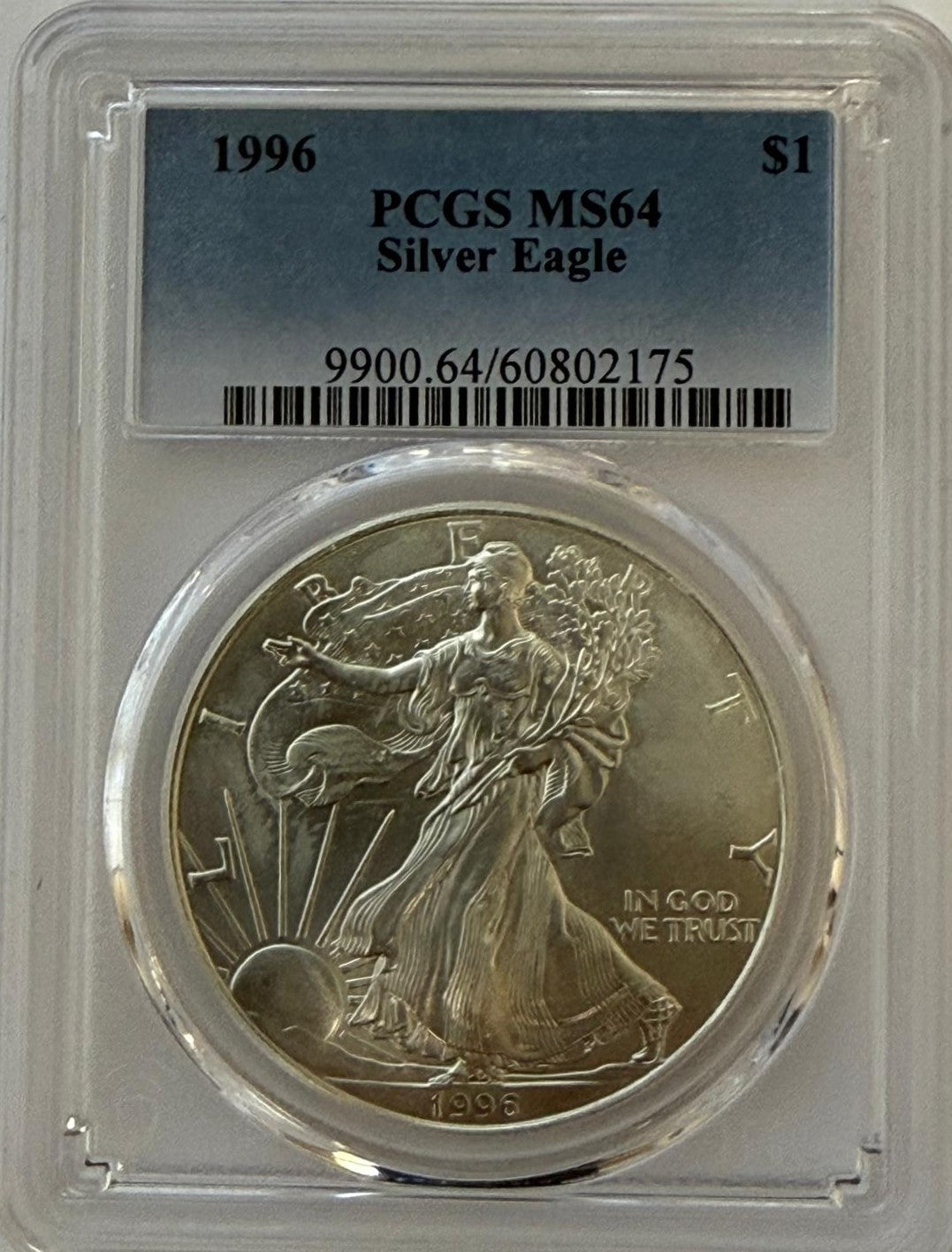 1996 $1 American Silver Eagle PCGS MS64 – Key Date Bullion Issue