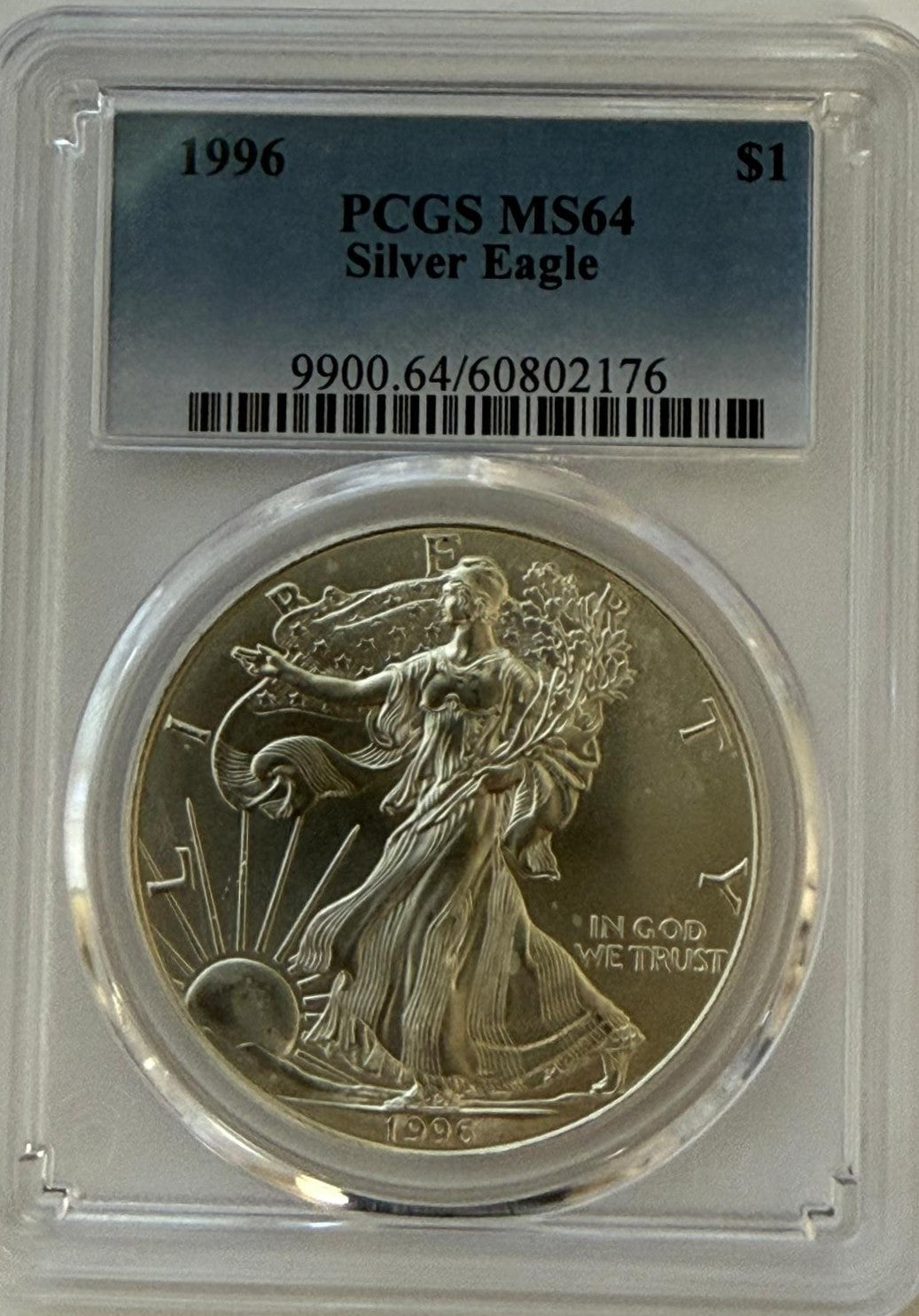 1996 American Silver Eagle $1 PCGS MS64 – Key Date Bullion Issue