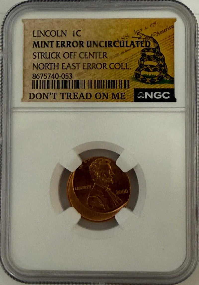 2000 Lincoln Cent Off-Center Strike Error – Uncirculated | Northeast Strike Mint Error Coin Heritage Pastime