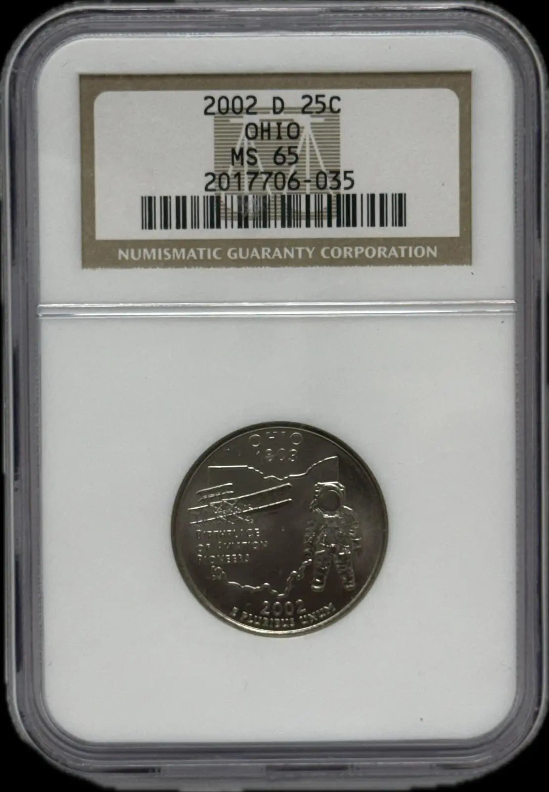 2002-D 25C Ohio MS65 – Choice Uncirculated Coin Quality Coin Heritage Pastime