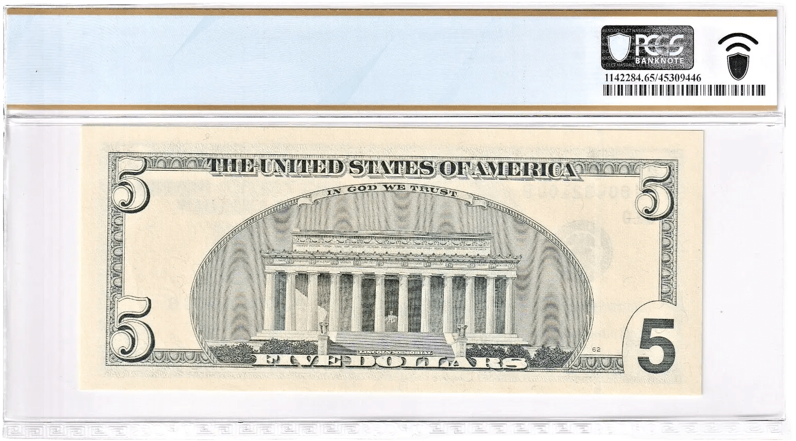 2003A $5 FRN PCGS 65PPQ Fancy PARTIAL REVERSE LADDER BOOKEND Serial #FJ00432100B Heritage Pastime