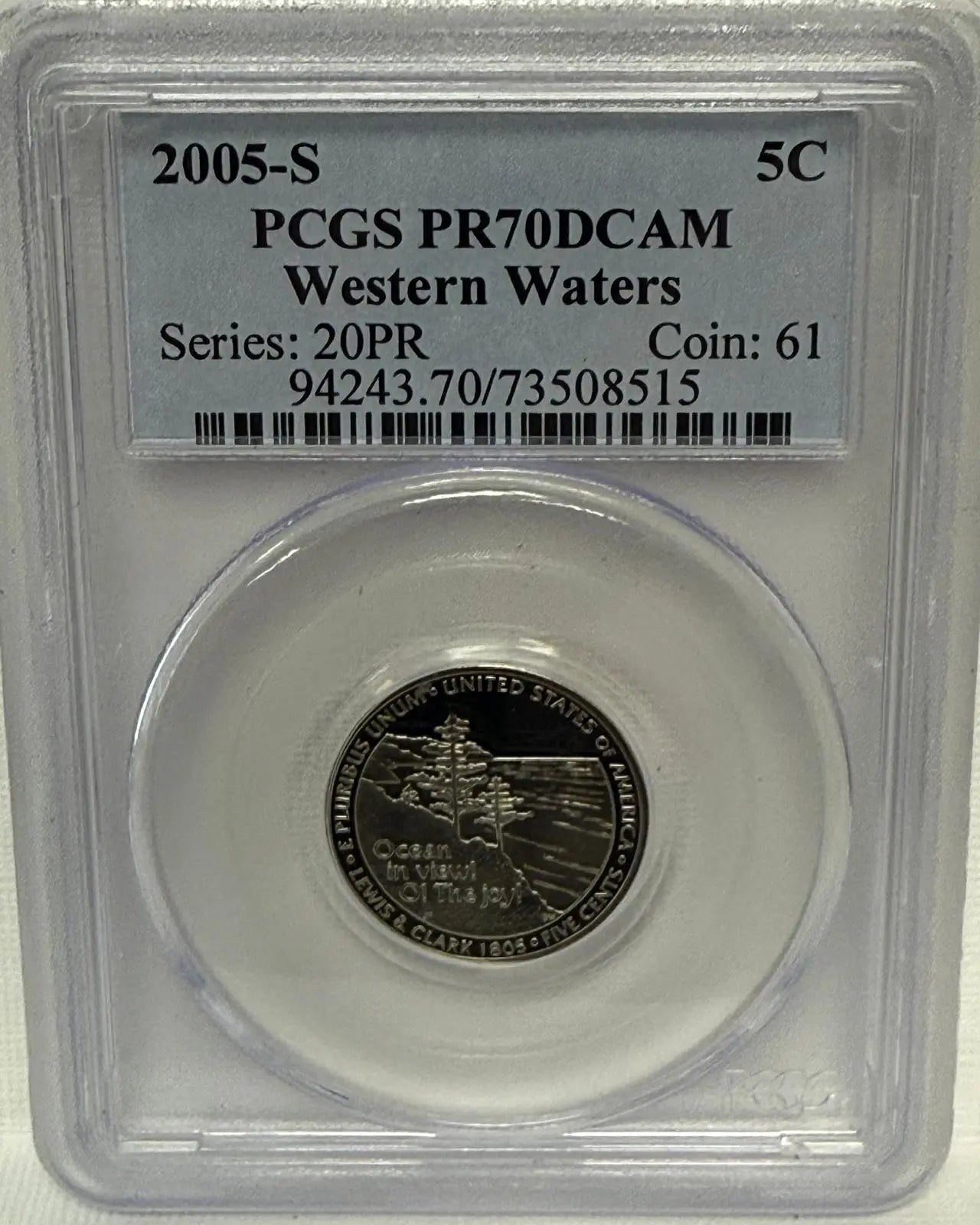 2005-S Jefferson Nickel 5¢ PCGS PR70 DCAM – Westren Waters Series 20PR – San Francisco Mint Proof Gem Heritage Pastime