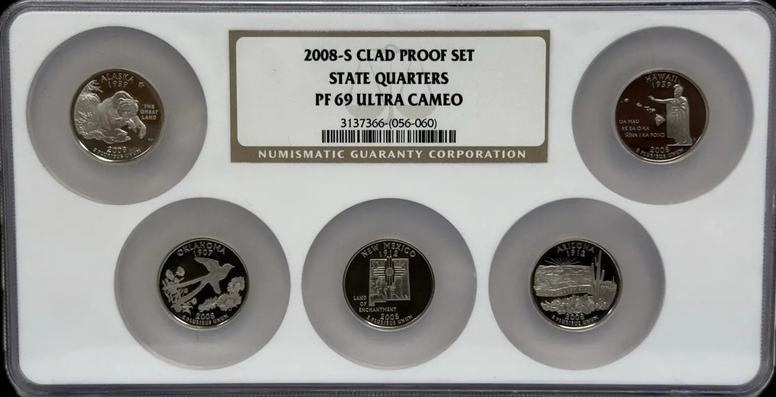 2008-S Clad Proof Set of State Quarters – PF69 Ultra Cameo – Rare Complete Collection Heritage Pastime