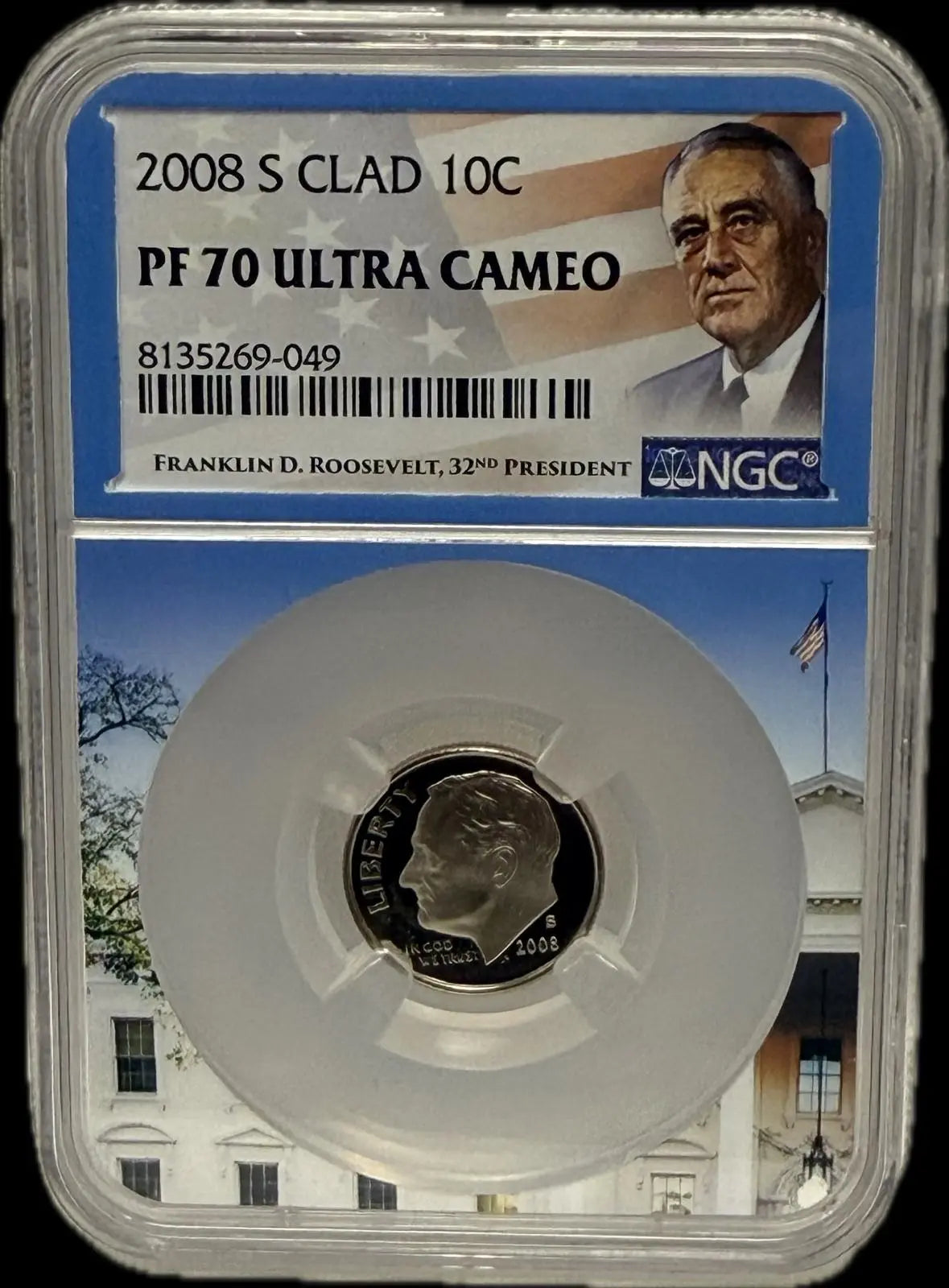 2008-S Roosevelt Dime 10C Clad – PCGS PR70 Ultra Cameo | Perfect Proof Coin Heritage Pastime