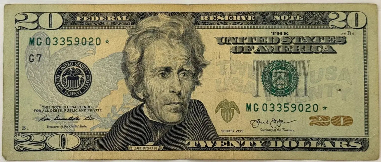 2013 $20 Federal Reserve Star Note – Andrew Jackson | MG03359020★ Replacement Currency Heritage Pastime