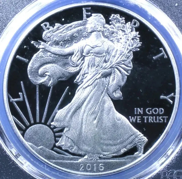 2016-W American Silver Eagle PR-70 DCAM Lettered Edge – Perfect Proof with Stunning Cameo Finish Heritage Pastime