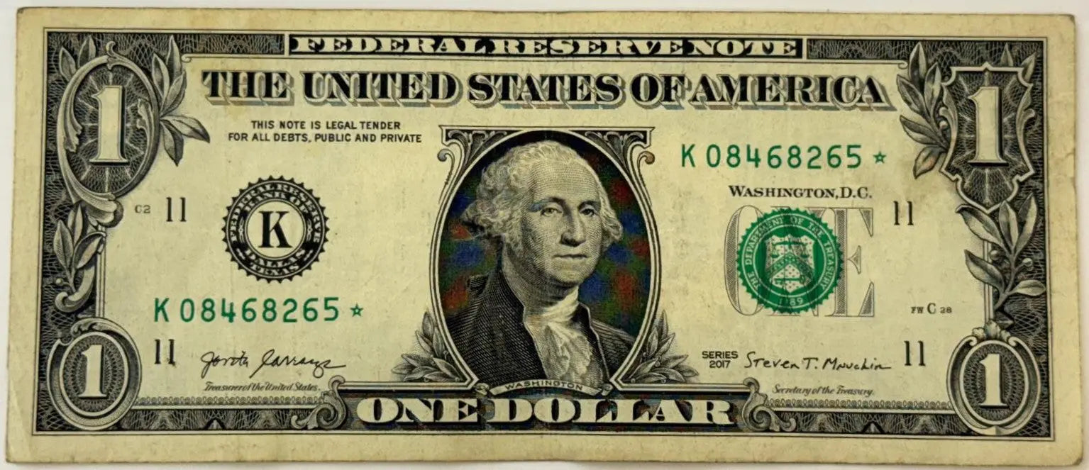2017 $1 Federal Reserve STAR Note – Replacement Note – Washington – Circulated Heritage Pastime