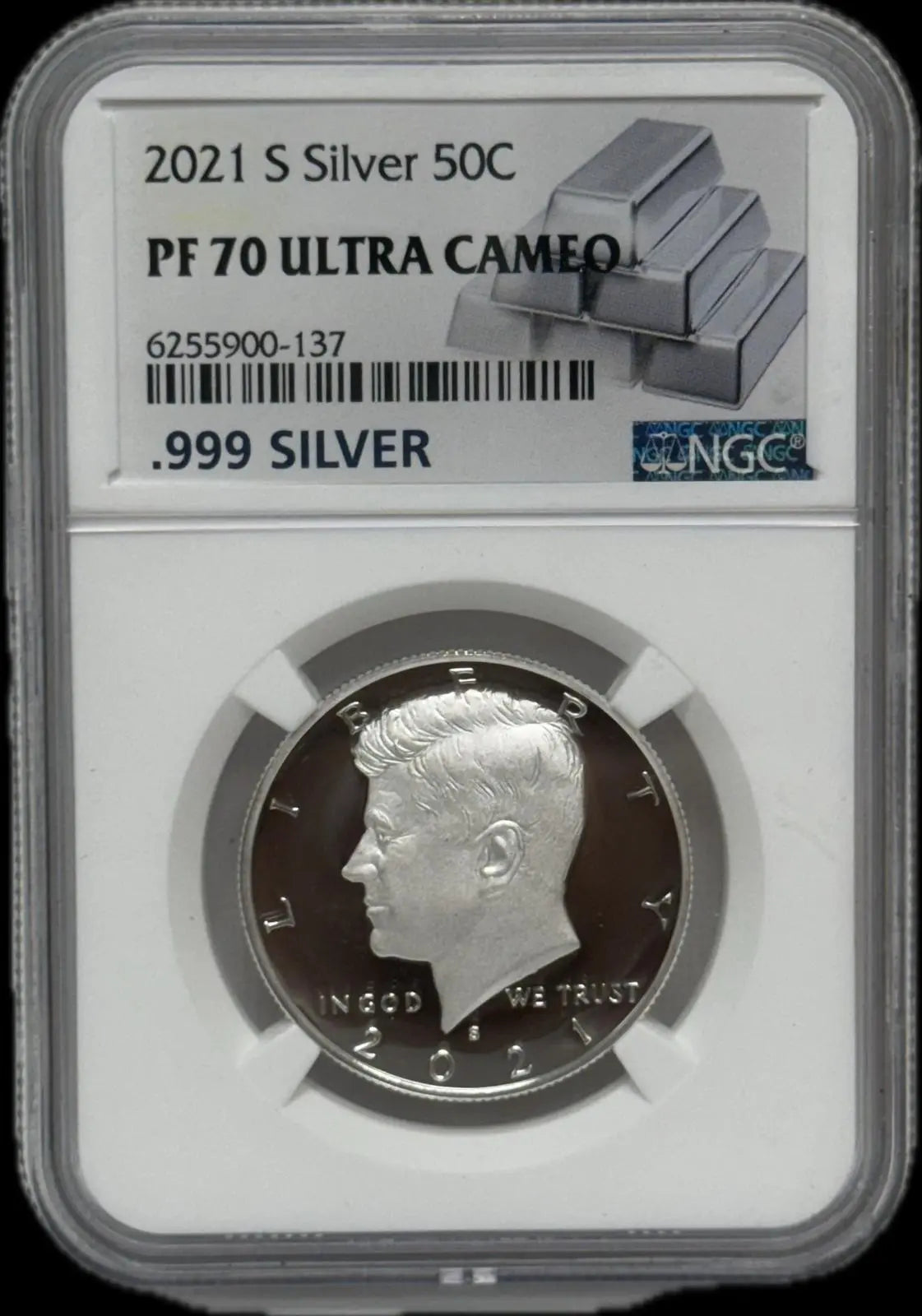 2021-S Silver Kennedy Half Dollar – PF70 Ultra Cameo | Perfect Proof Preservation Heritage Pastime