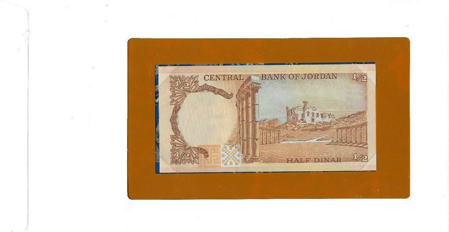 Banknotes of All Nations Jordan 1/2 Half Dinar 1975 UNC P-17d – Serial 832029 Heritage Pastime