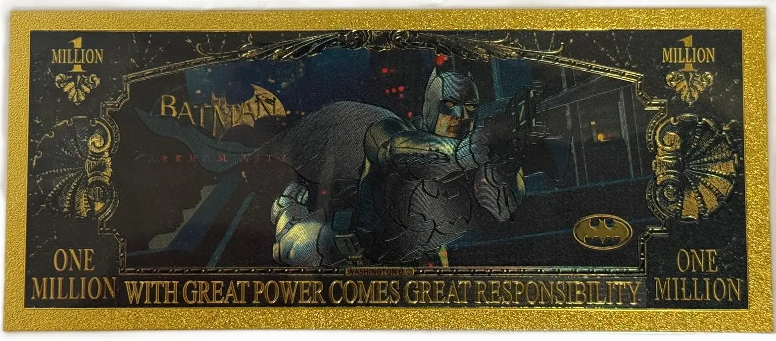 Batman $100 Novelty Gold Foil Note – 24K Gold Plated Collectible Bill (Non-Legal Tender) Heritage Pastime