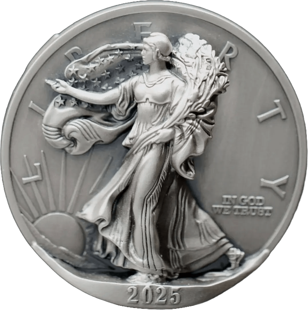 Beyond Relief 2025 First Day of Issue 5oz Type 2 Silver Eagle – Oglala Lakota Sioux Nation, MS70 Antiqued, Limited Edition #1290/2025 Heritage Pastime