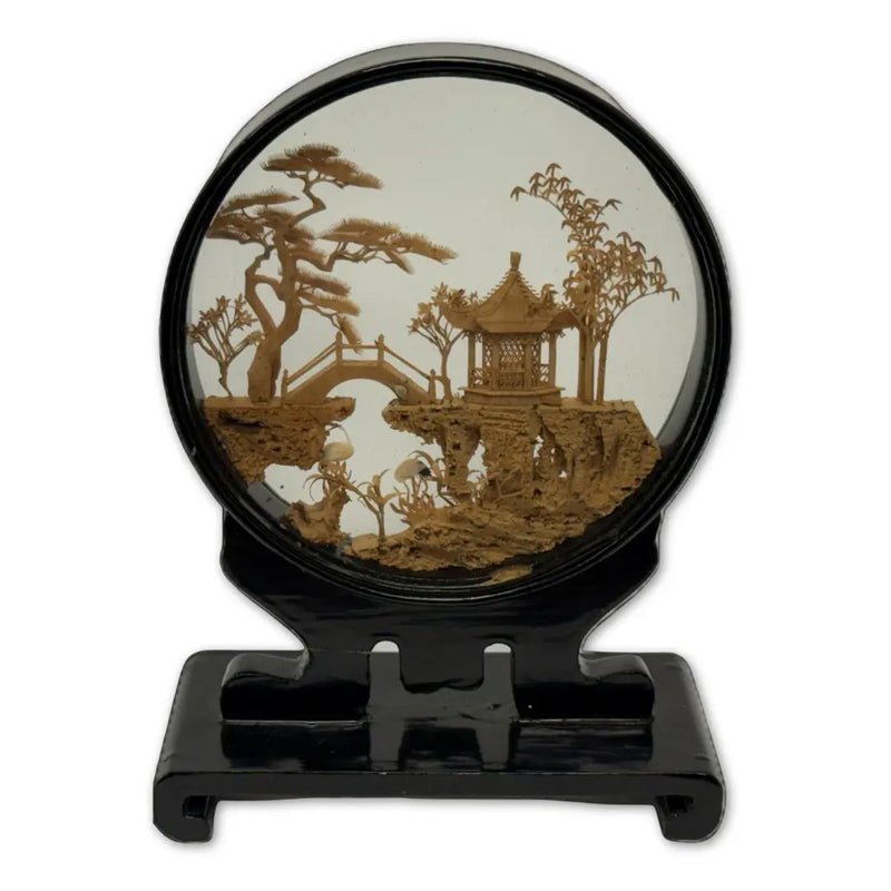 Chinese Cork Carving Diorama Heritage Pastime