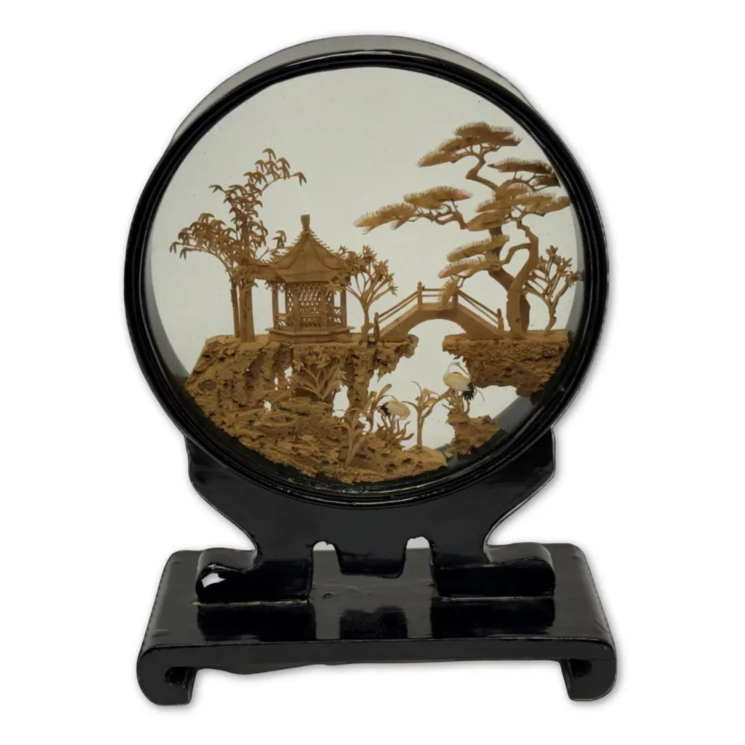 Chinese Cork Carving Diorama Heritage Pastime