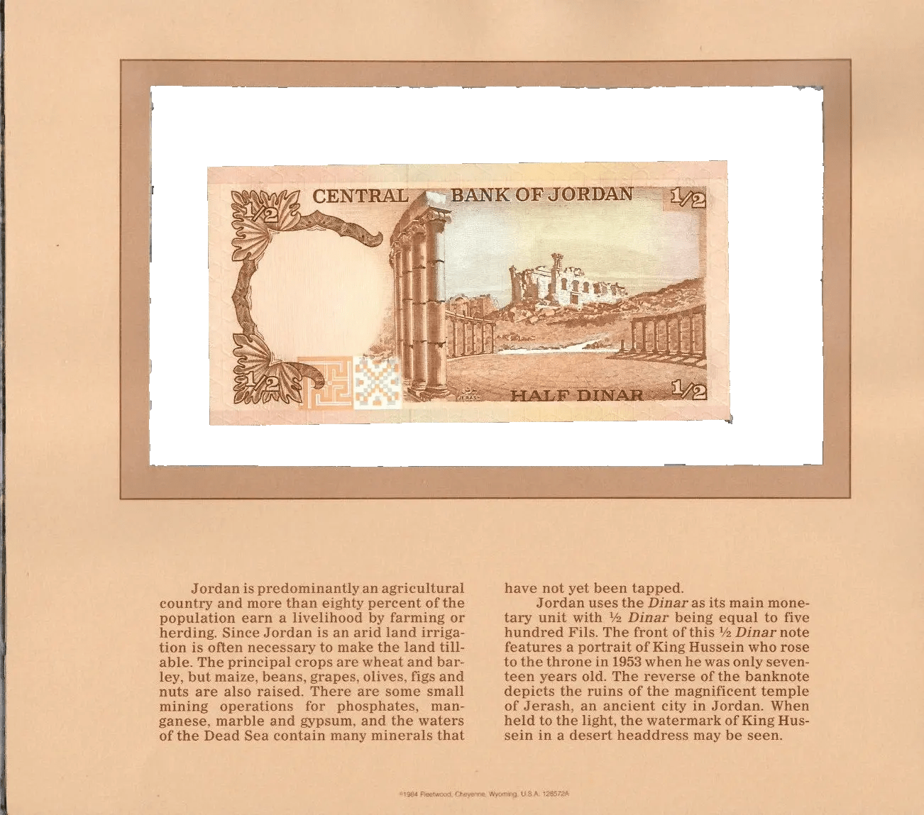Most Treasured Banknotes Jordan 1/2 Dinar 1975 UNC P-17b – Lucky Serial 444931 Heritage Pastime