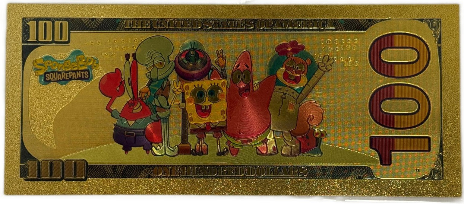 Mr. Krabs SpongeBob $100 Novelty Gold Foil Note – 24K Gold Plated Collectible Bill