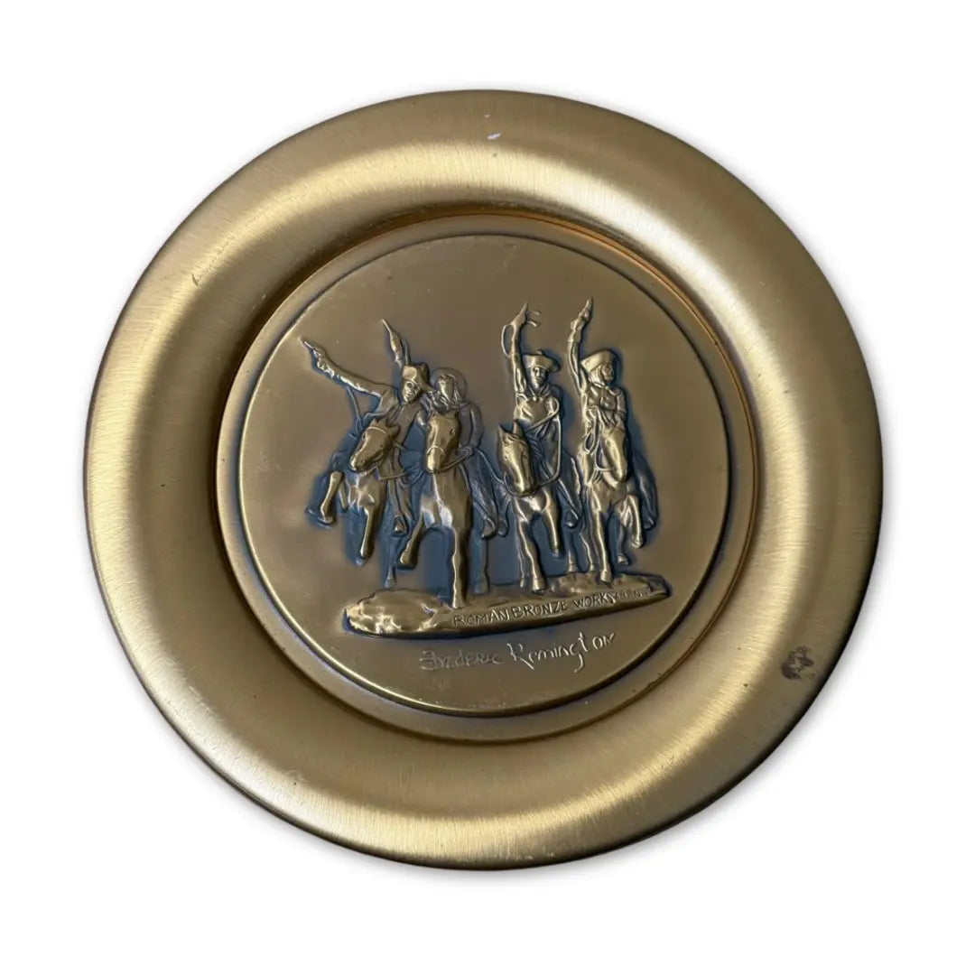 River Shore Ltd. limited edition bronze collector's plate featuring the "Coming through the Rye" sculpture by Frederic Remington. Heritage Pastime