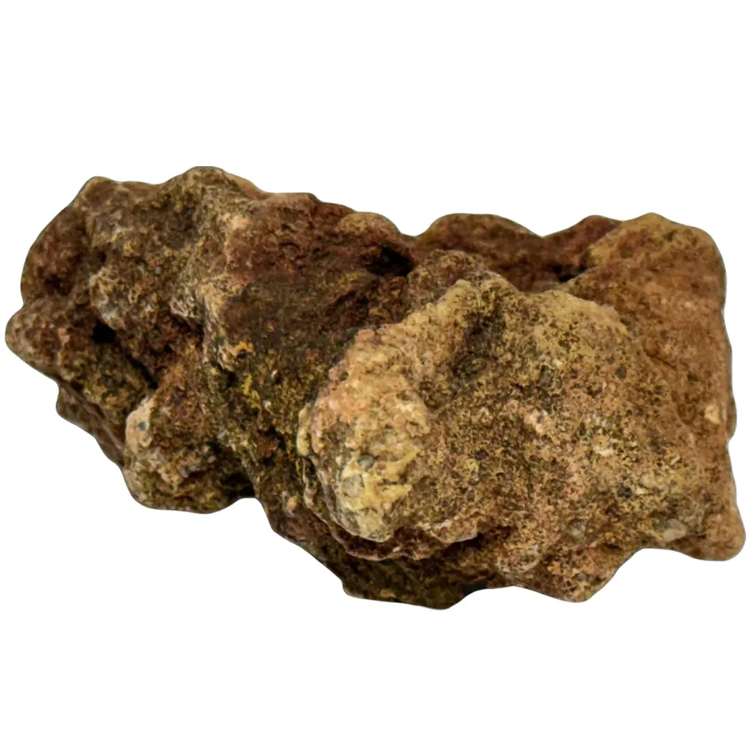 Specimen of richellite, a rare calcium, iron phosphate mineral. It is also identified as a fossilized coprolite (dung), possibly from a turtle or dinosaur. Coin Hub