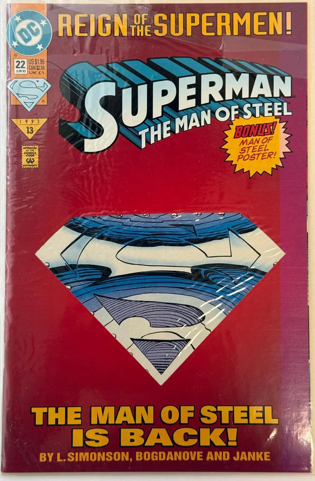 Superman: The Man of Steel #22 (1993) – Reign of the Supermen | Steel Origin Focus | Poster Edition | DC Comics Heritage Pastime