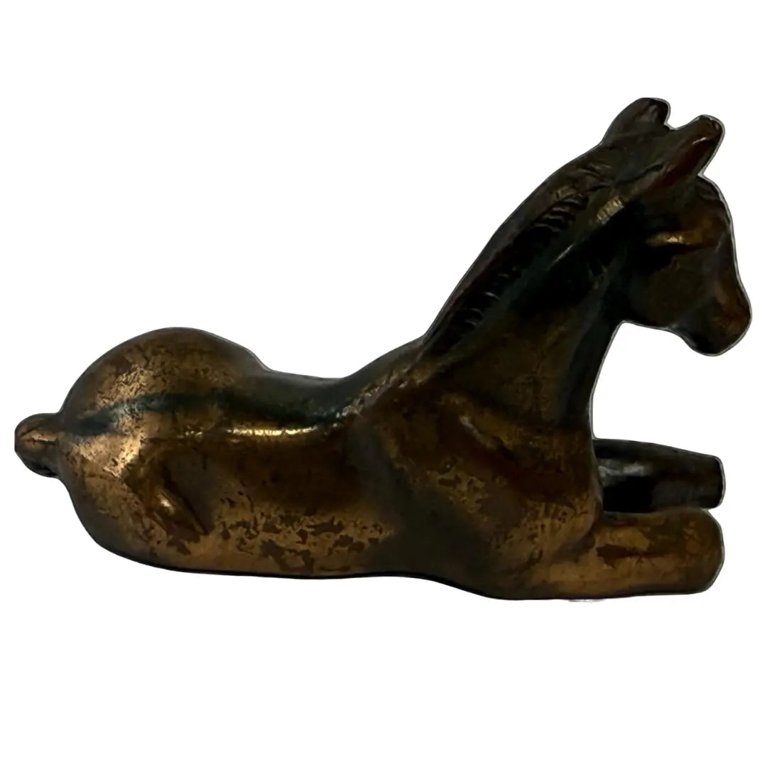 Vintage Bronze Horse on Ground Sculpture by Debi Pollock. Heritage Pastime