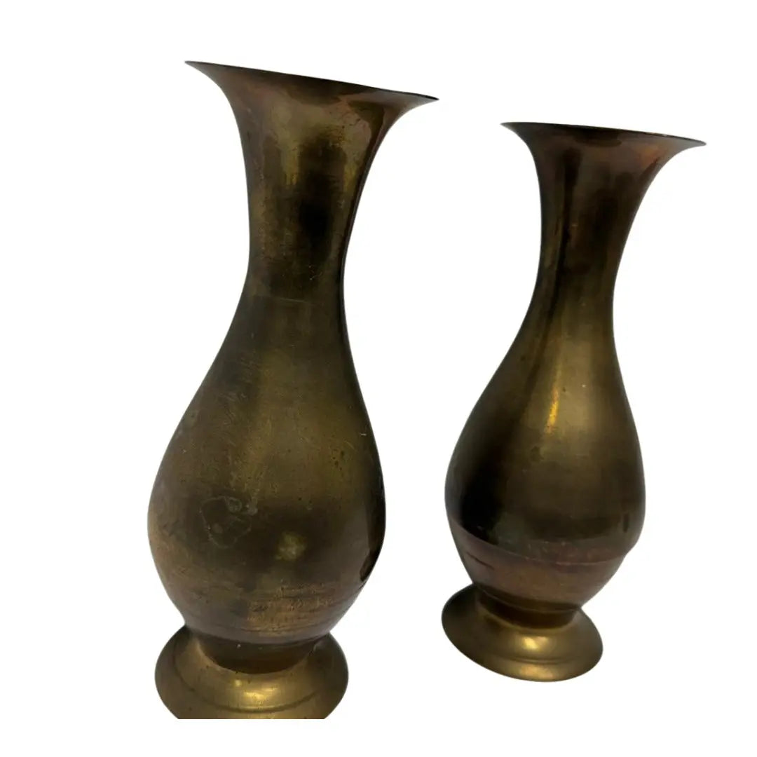 Vintage Solid Brass Bud Vases Heritage Pastime