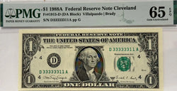 $1 1988A FRN Cleveland FR#1915-D (Bloque DA) Villalpando Brady S# D 33333311 A