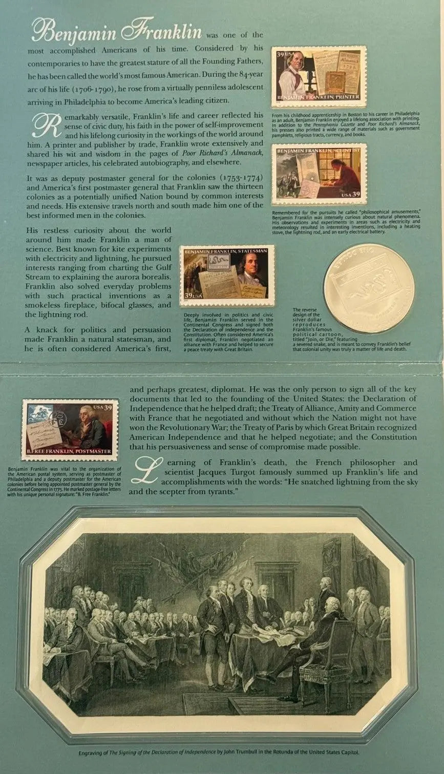 1706-2006 Benjamin Franklin Coin & Chronicles Set – 300th Anniversary Silver Dollar Heritage Pastime